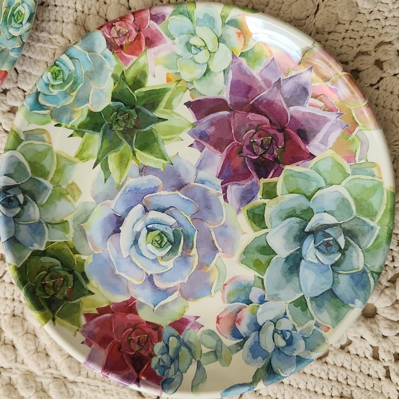 Nicole Miller | Cactus Succulent Melamine Dinner Plates 11” Set Of 3 - Picture 2 of 3